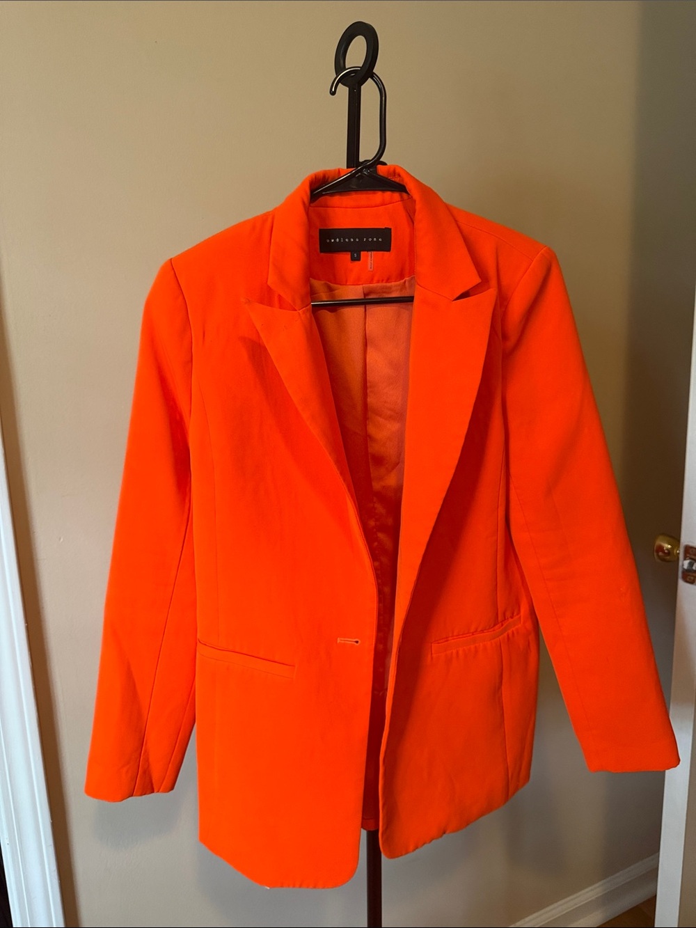 Endless Rose Bright Orange Single-Button Blazer